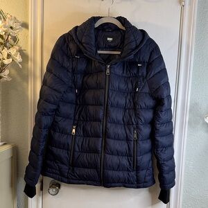 DKNY Navy Blue Puffer Jacket with Hood Size L Women’s